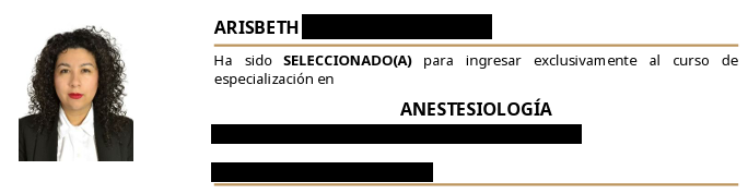 Carta de selección de Arisbeth a Anestesiología